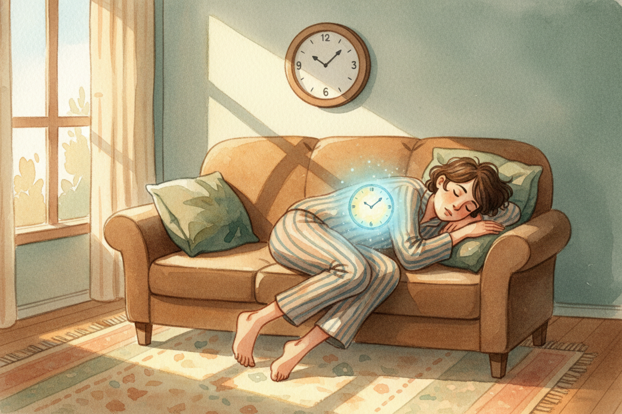 ~~Or maybe~~ you *slept in late* this morning, or took a long afternoon nap. Your body got rest _when it wasn't expectin