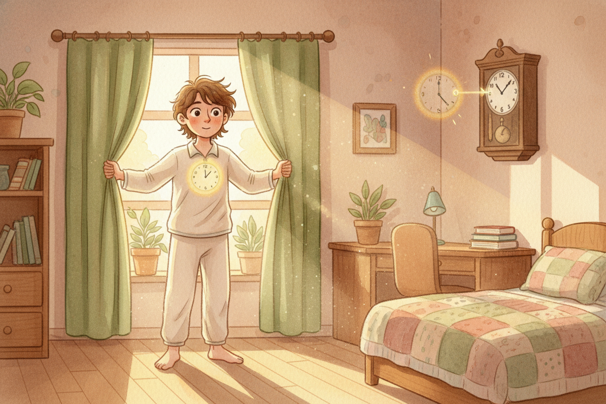 The good news? **Your body clock can be reset**. *Consistent sleep times*, *morning sunlight*, dimming lights at night, 