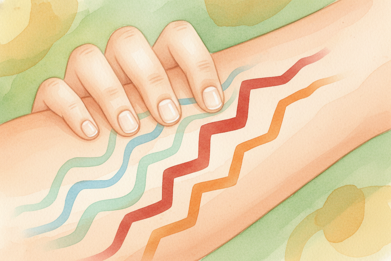 And scratching? It sends a different signal — pressure and a little pain — that temporarily drowns out the itch signal. 