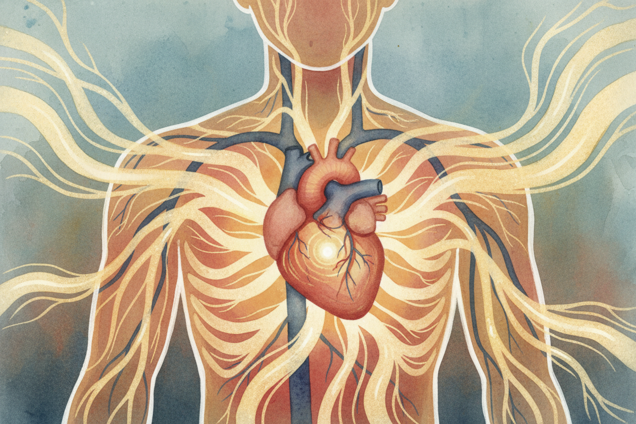 The alarm triggers your ++sympathetic nervous system++ — your body's **ancient get-ready-to-run system**. It dumps adren