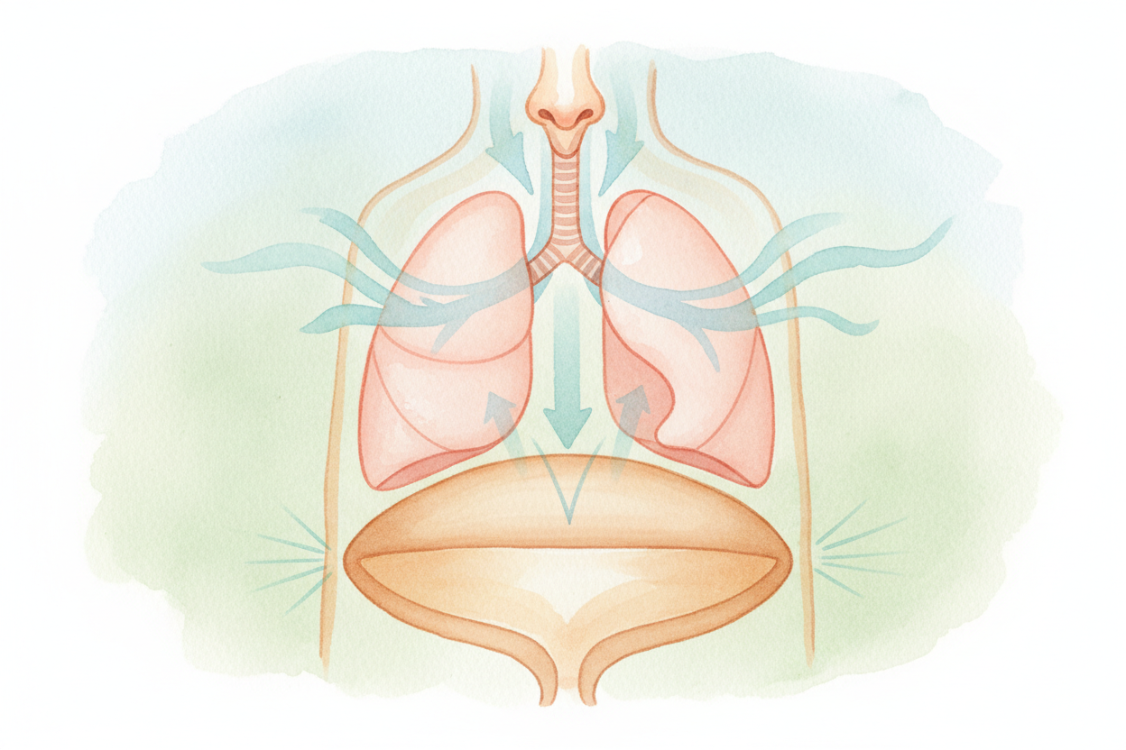 Meet your ++diaphragm++: a **dome-shaped muscle stretched like a trampoline** beneath your lungs. *Every time you breath