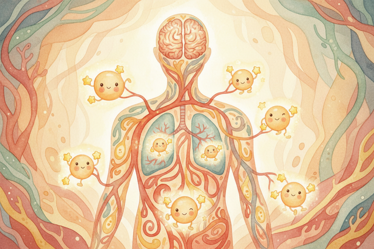Your body is a **busy factory**. Your heart pumps blood. Your lungs breathe air. Your brain thinks thoughts. Every secon