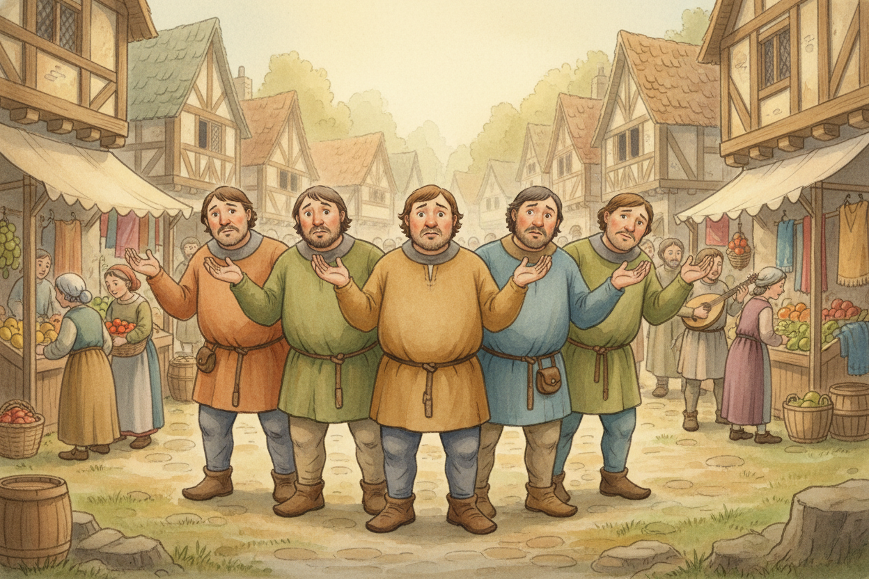 Imagine a village **five hundred years ago** where everyone is named ++John++. John the baker waves to John the farmer, 