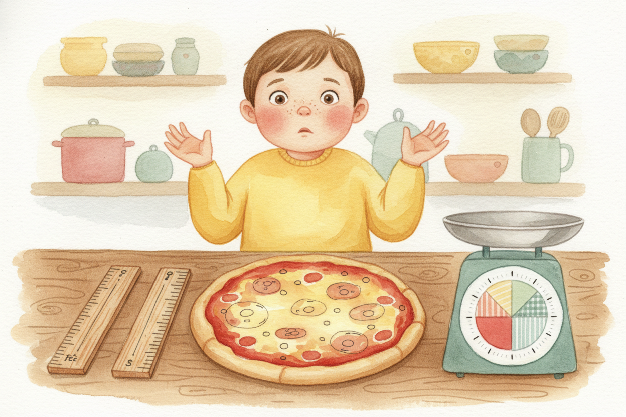 ~~You've probably noticed something weird.~~ We *slice pizza into degrees*, **measure rooms in feet or meters**, and wei