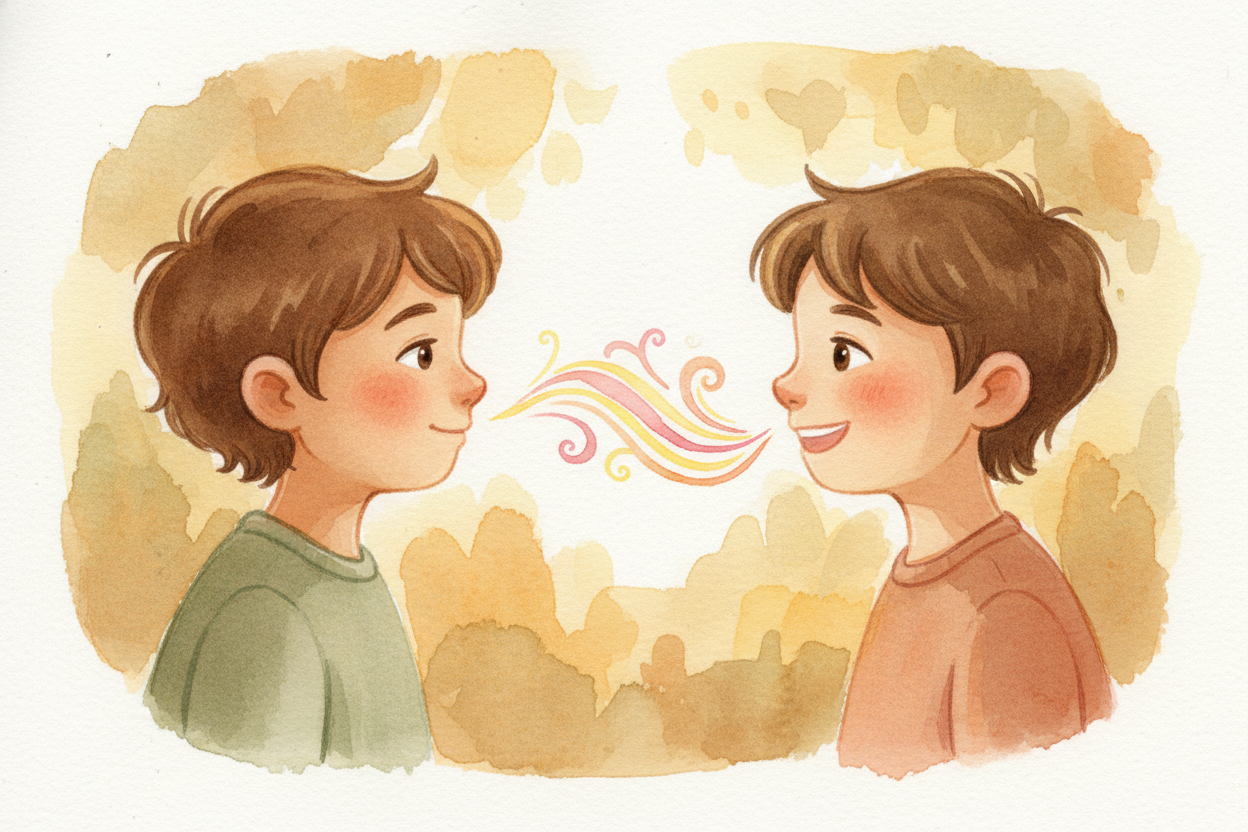 But mirror neurons **don't just copy actions**. They also fire when you see emotions on someone's face. You watch someon