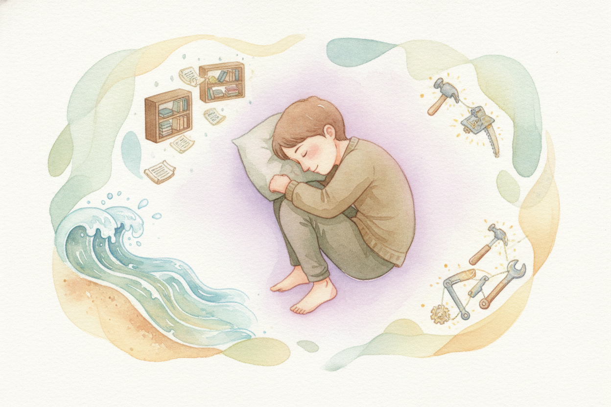 그래서 답은 **아름다울 만큼 간단해요**. 당신이 자는 이유는 바로 그때 **마법 같은 일이** 일어나기 때문이에요. ~~청소, 기억 정리, 몸 수리, 재시작.~~ 이 모든 일은 당신이 깨어 있을 때는 돌아갈 수 