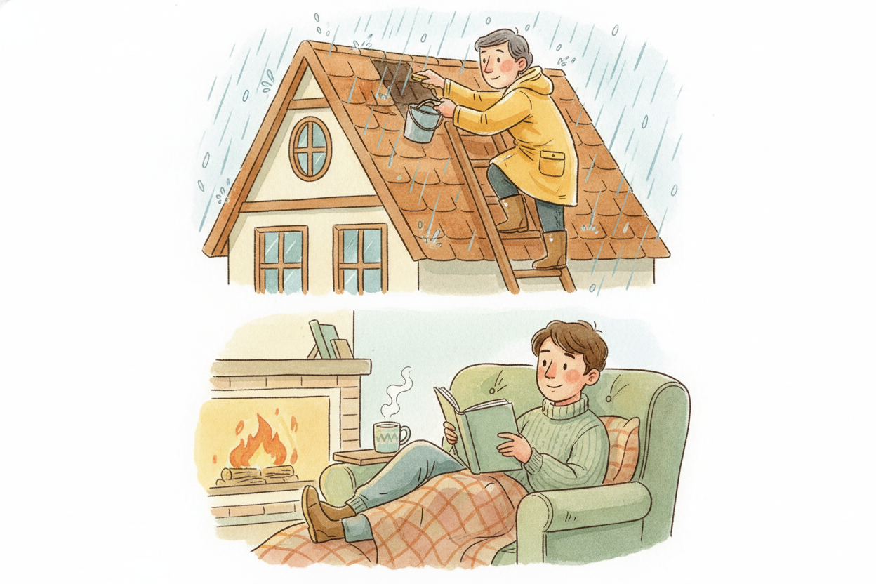 Renting also means you don't pay for big repairs. ~~Roof leaks? Furnace dies?~~ Landlord's problem. Homeowners open thei