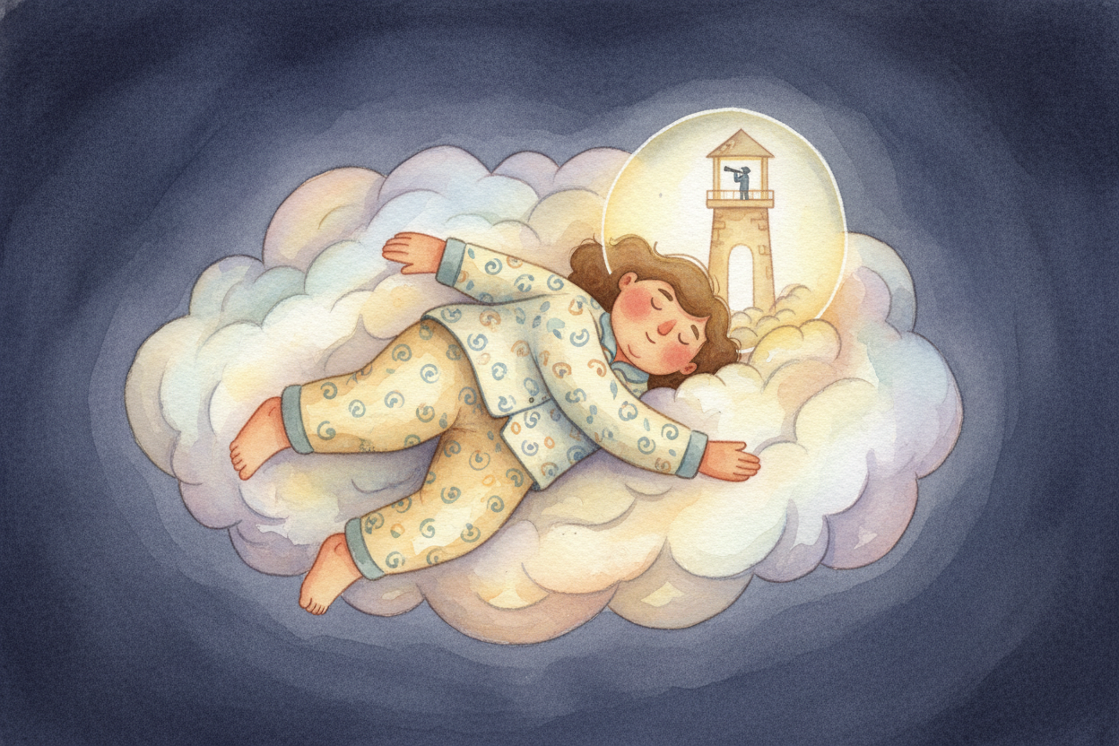 As you **drift off**, your muscles relax. Your breathing slows. Your brain starts replaying the day in *dreamy, jumbled 