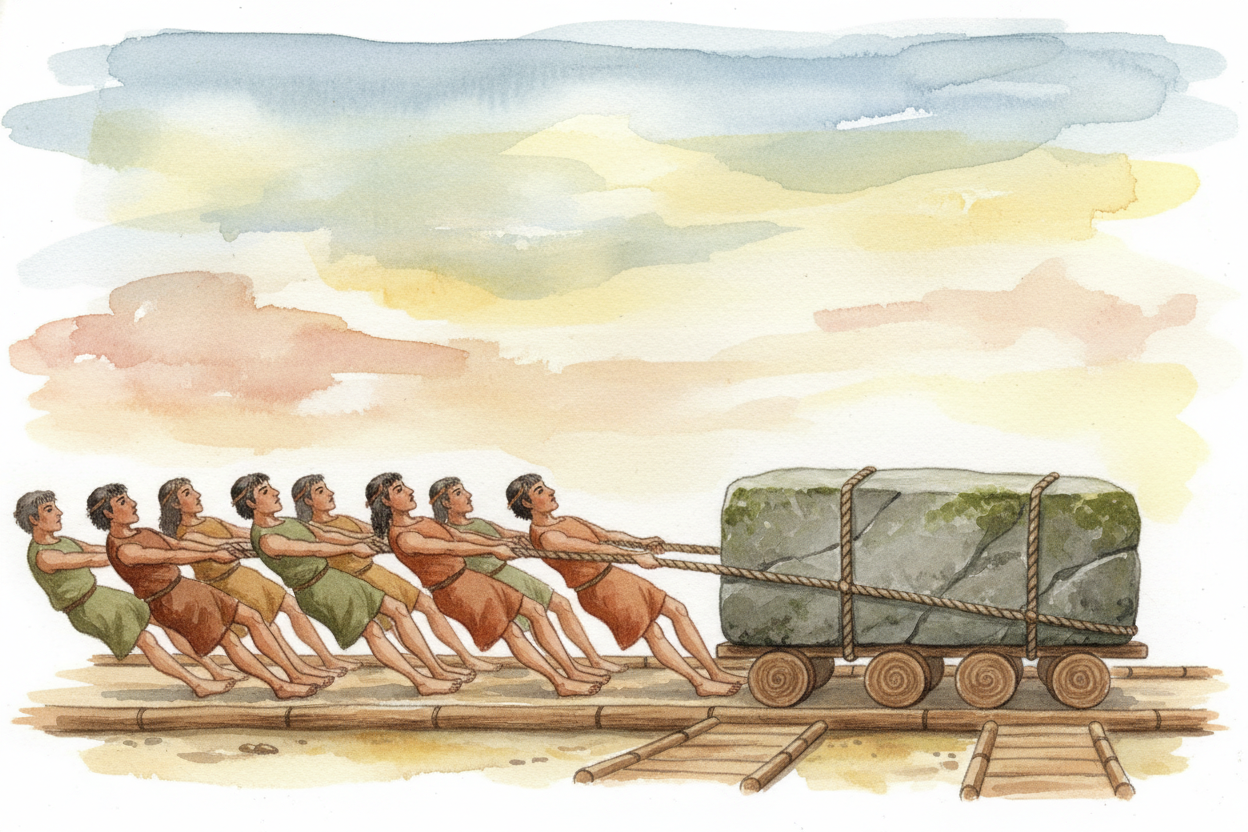 Scientists think we evolved this skill because rhythm helps us work together. ~~Imagine a group of people~~ rowing a boa