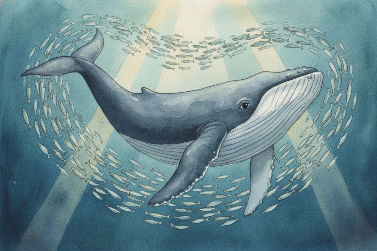 Imagine you're a ++humpback whale++, cruising through the cold North Atlantic. You're forty feet long, you weigh thirty 