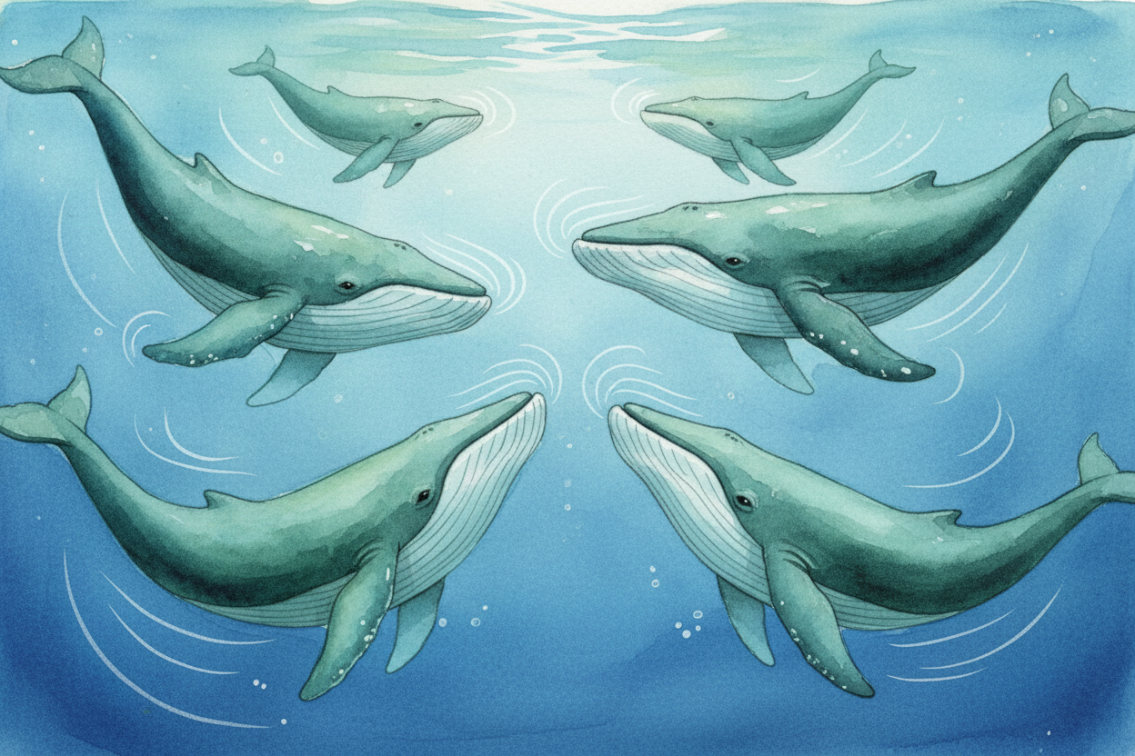 So you do something clever. **You call your friends**. Humpback whales can sing to each other *across miles of ocean*, a