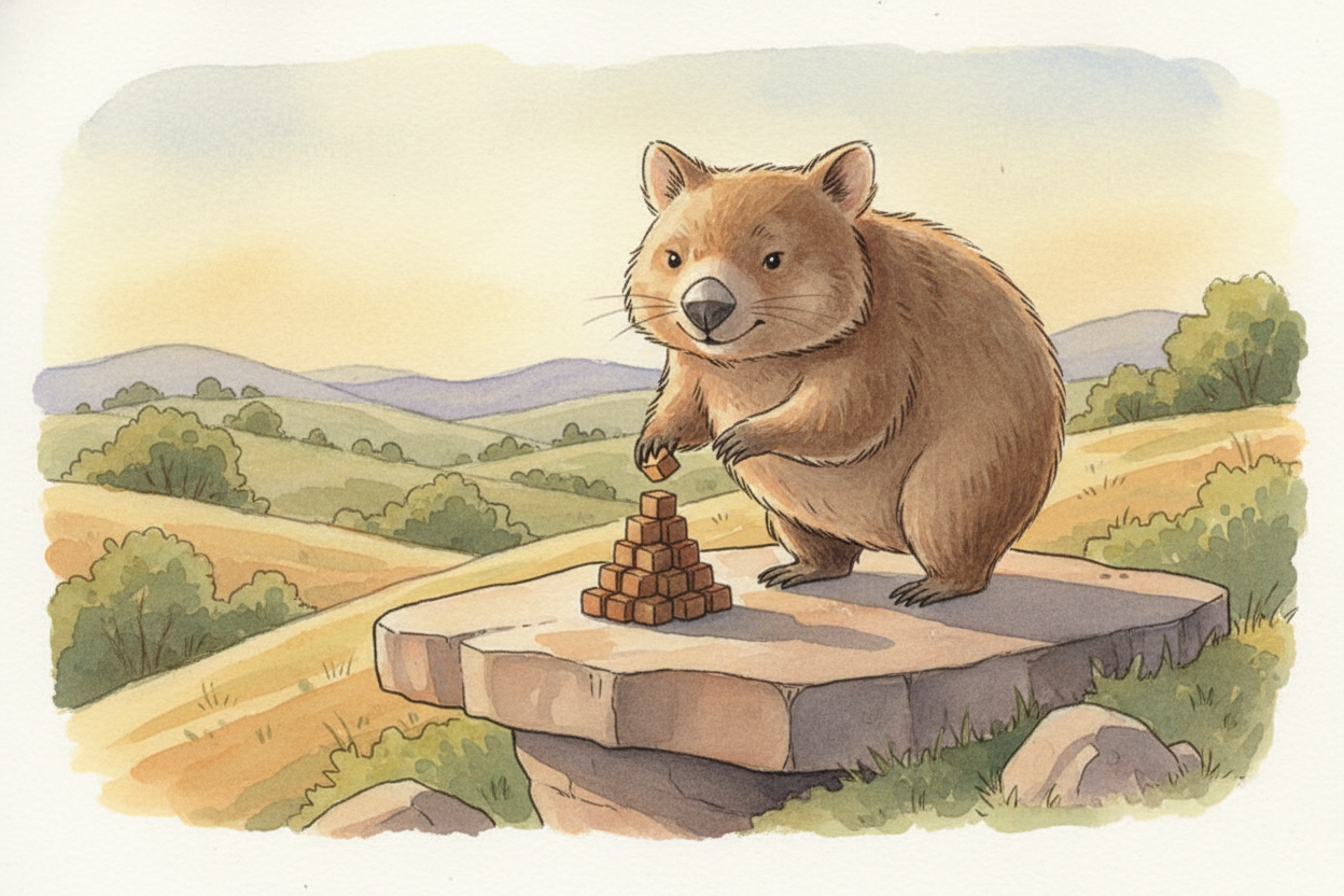 But why go to all this trouble? ++Wombats++ are territorial. They use their droppings as signposts to mark their turf — 