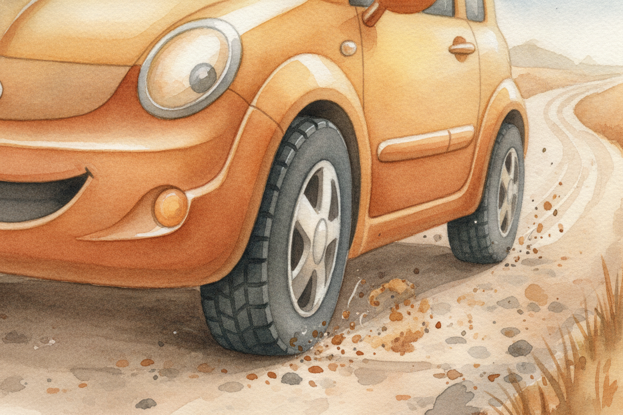 ~~Then the brakes bite.~~ The tires grip the road and **the road grips back**, dragging the car to a stop. The car gets 