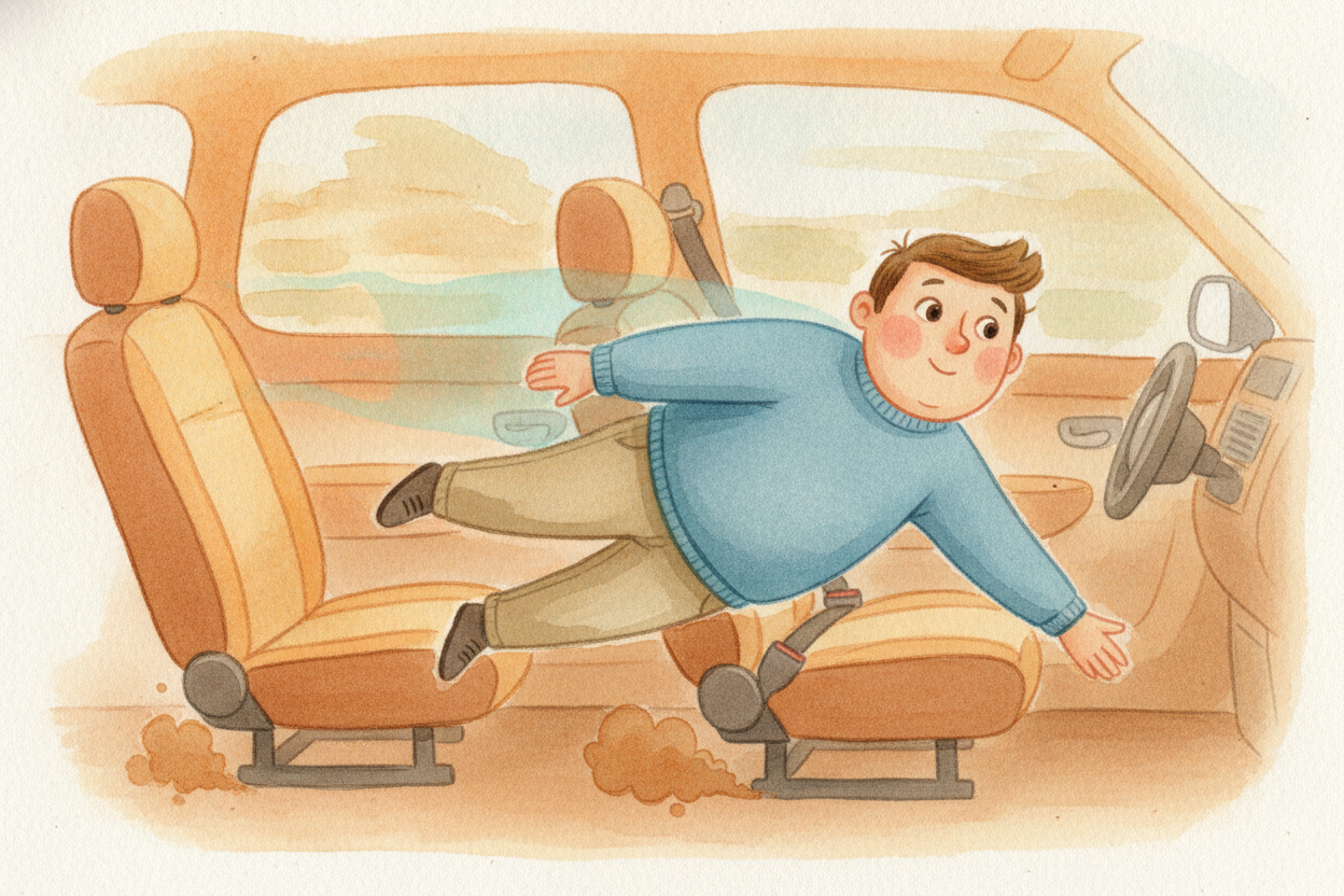 ~~But you?~~ You never got that message. The road can grab the tires, but **nothing grabbed YOU**. So your inertia does 