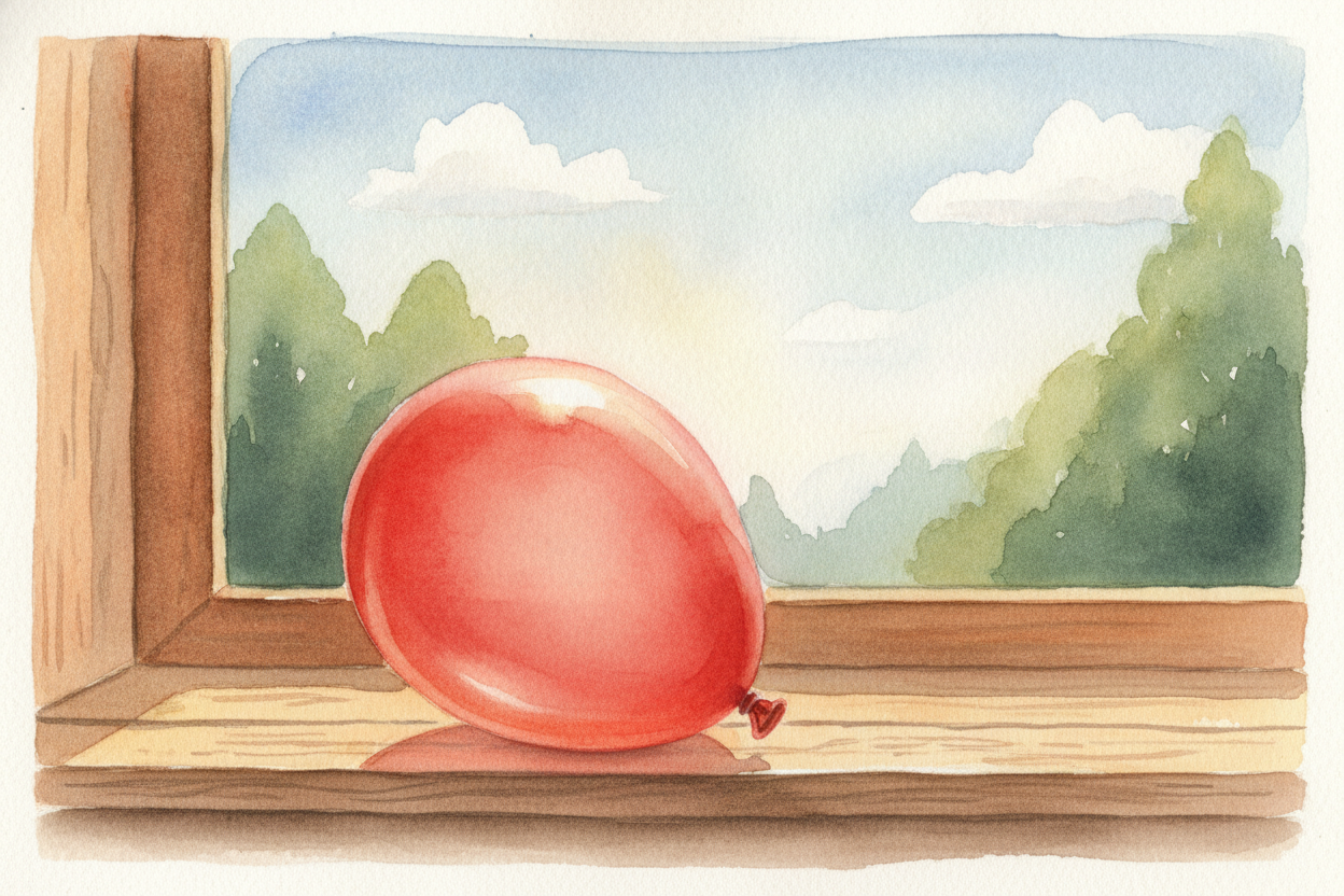 Leave a balloon in a sunny window and ~~something a little magical happens~~. It doesn't pop. It doesn't move. It just..