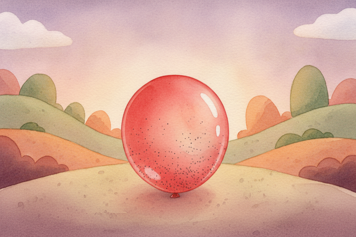 The rubber **pushes back**, of course — ~~it always wants to shrink~~. So the balloon stops growing right when the insid