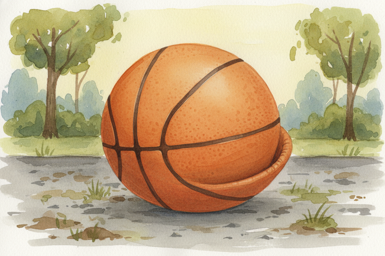 Now you drop it. The ball accelerates downward, faster and faster, until — ~~WHAP~~ — it hits the ground. The bottom of 