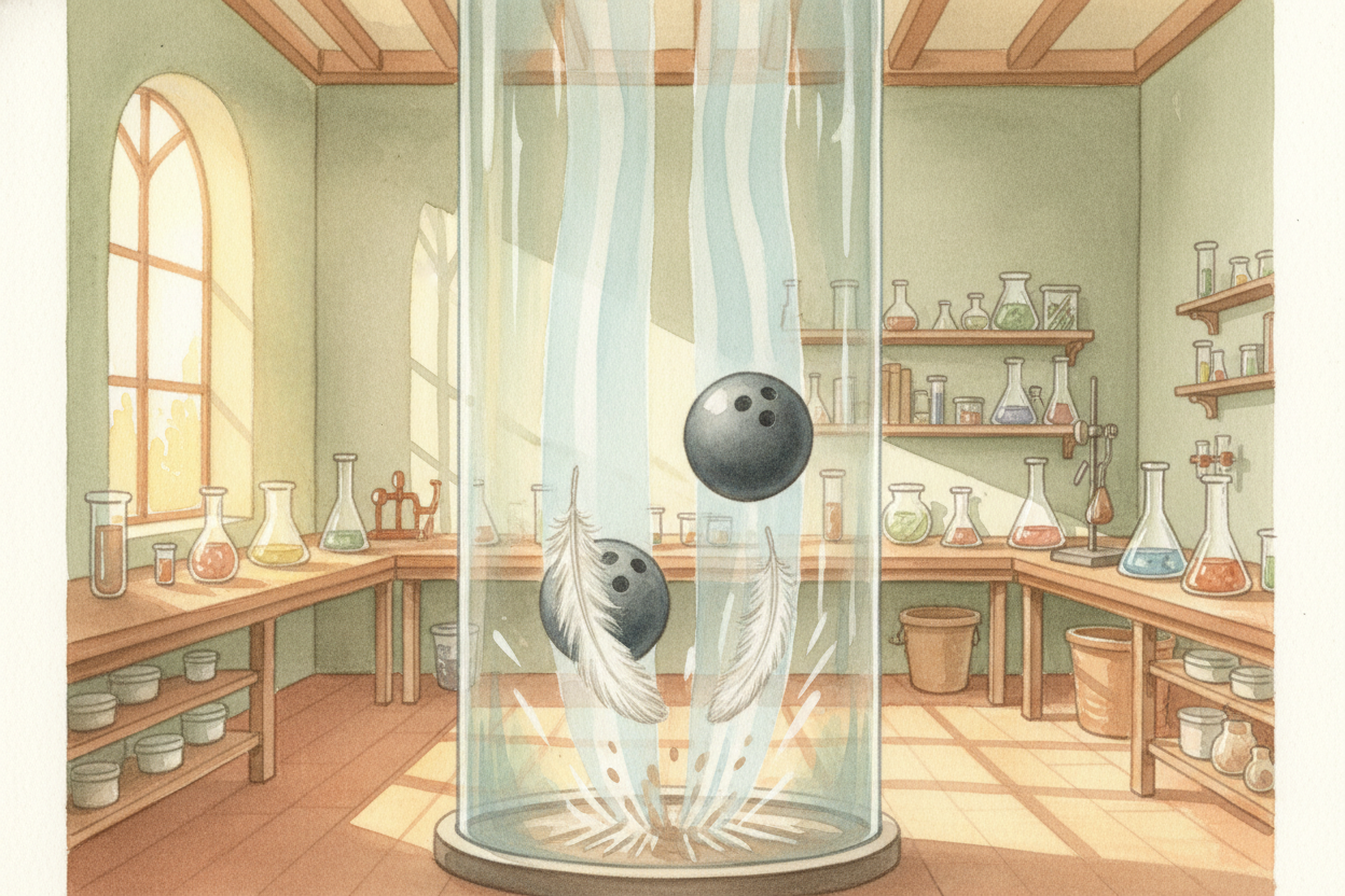 You've seen it happen: drop a feather and a bowling ball at the same time, and the ball smacks the ground while the feat