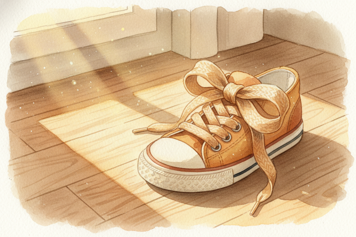 You tie your shoes in the morning, and **hours later** — through running, jumping, kicking a ball — the knot is still th