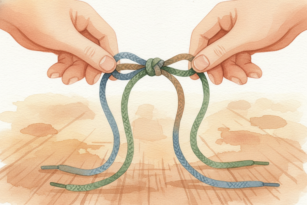 Of course, when you want the knot gone, you **reverse the trick**: you loosen it just enough to break the *geometric tra