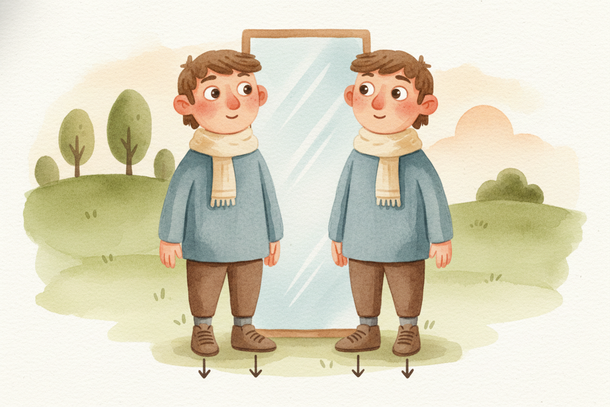 Your up and down never flip because **UP and DOWN are the same** for you and your reflection. *You both agree on which w