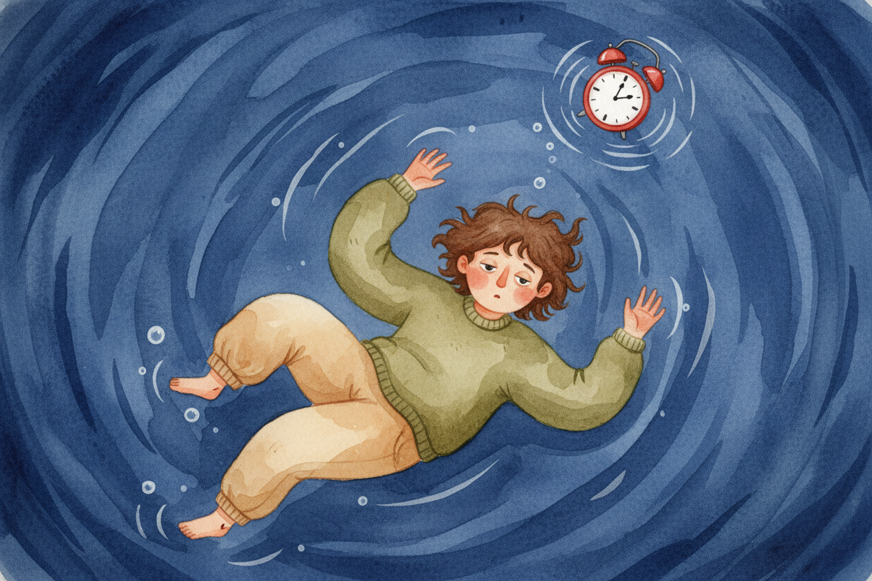 ~~The disaster zone?~~ **Thirty to sixty minutes.** Long enough to tumble into slow-wave sleep, not long enough to climb
