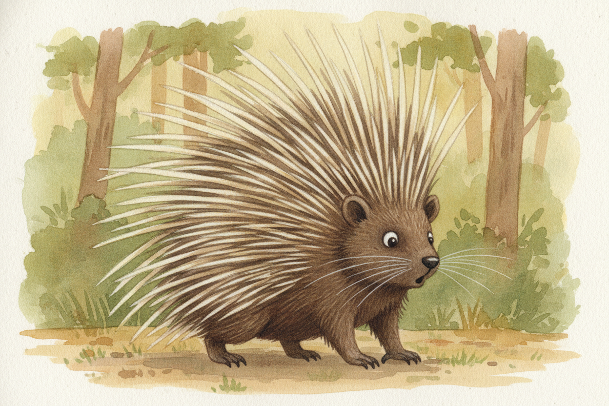 When a predator gets too close, the porcupine ~~flips a switch~~. Tiny muscles at the base of each quill tighten and yan