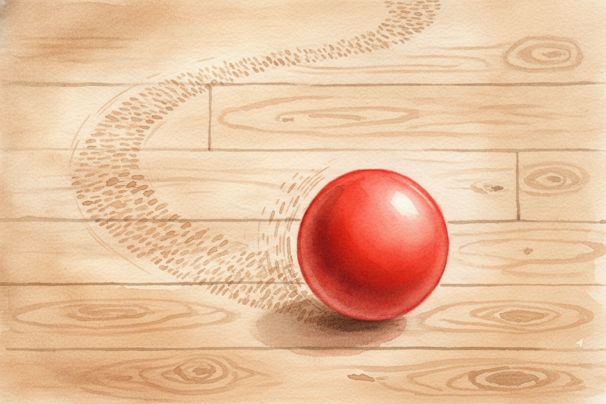 Every tiny snag steals a **sliver of the ball's motion**. One snag is nothing. But a rolling ball makes thousands of the
