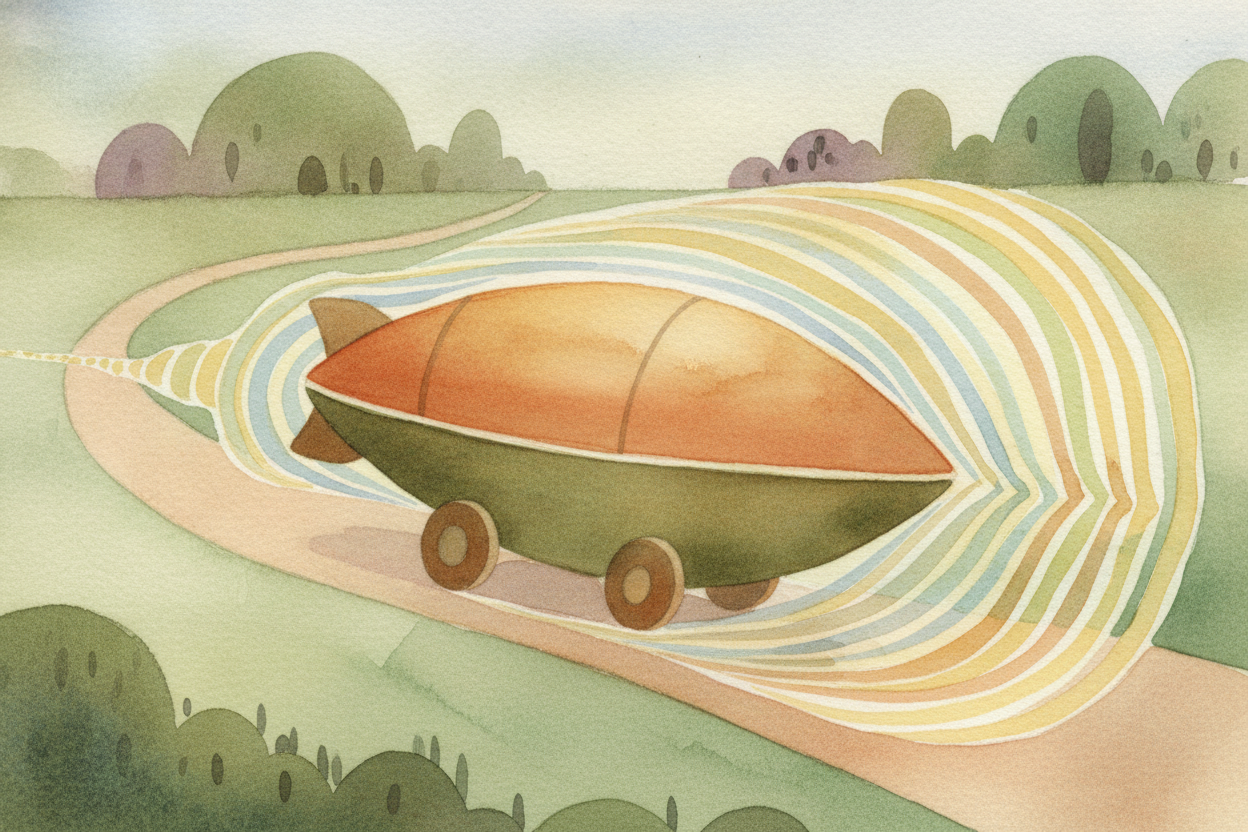 ~~But a moving siren is a sneaky thing.~~ As it drives toward you, it keeps making new ripples — and each new ripple is 