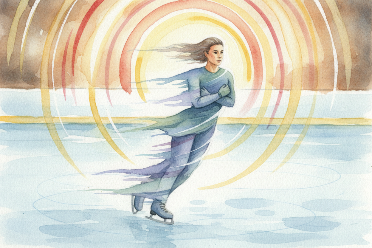 So the skater isn't magic. They're a **negotiator, trading distance for speed**. ~~Spread wide, spin slow. Tuck tight, s