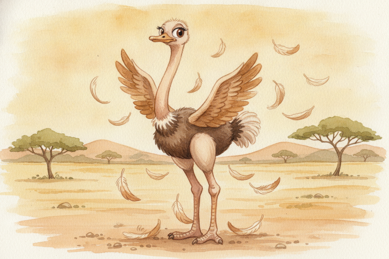 Now look at the wings. They're there — *soft, fluffy, almost decorative*. But they're **far too small** to lift such a b