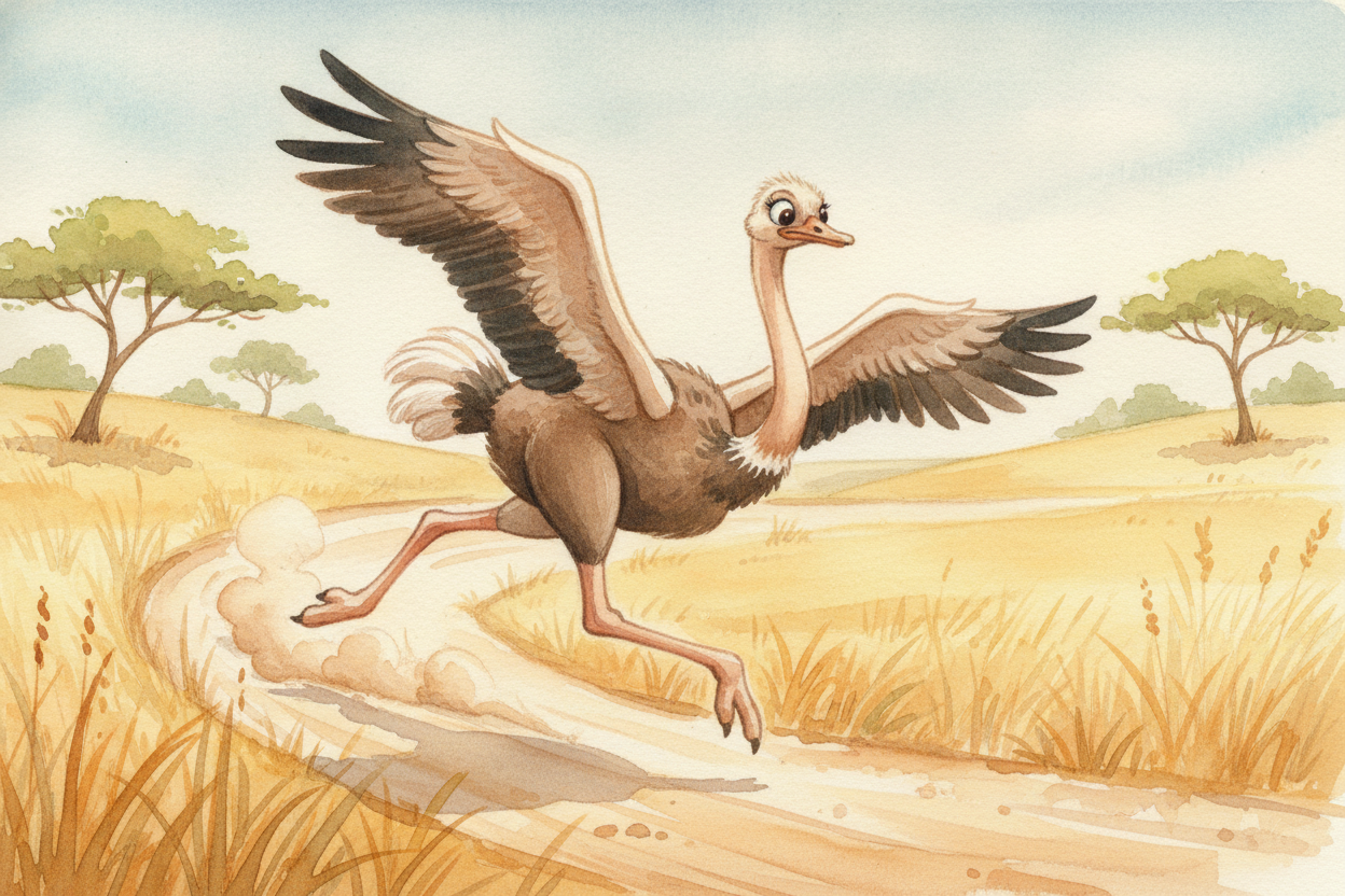 ~~And those tiny wings?~~ They aren't useless at all. While running, the ostrich spreads them out **like a sailor adjust