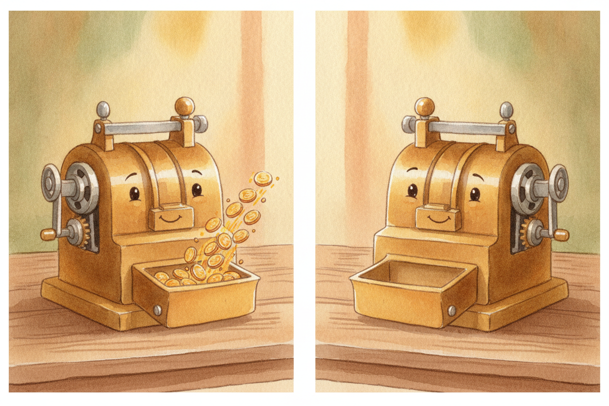 Five times three is fifteen. Seven times eight is fifty-six. Multiplication is a busy little machine that always hands y