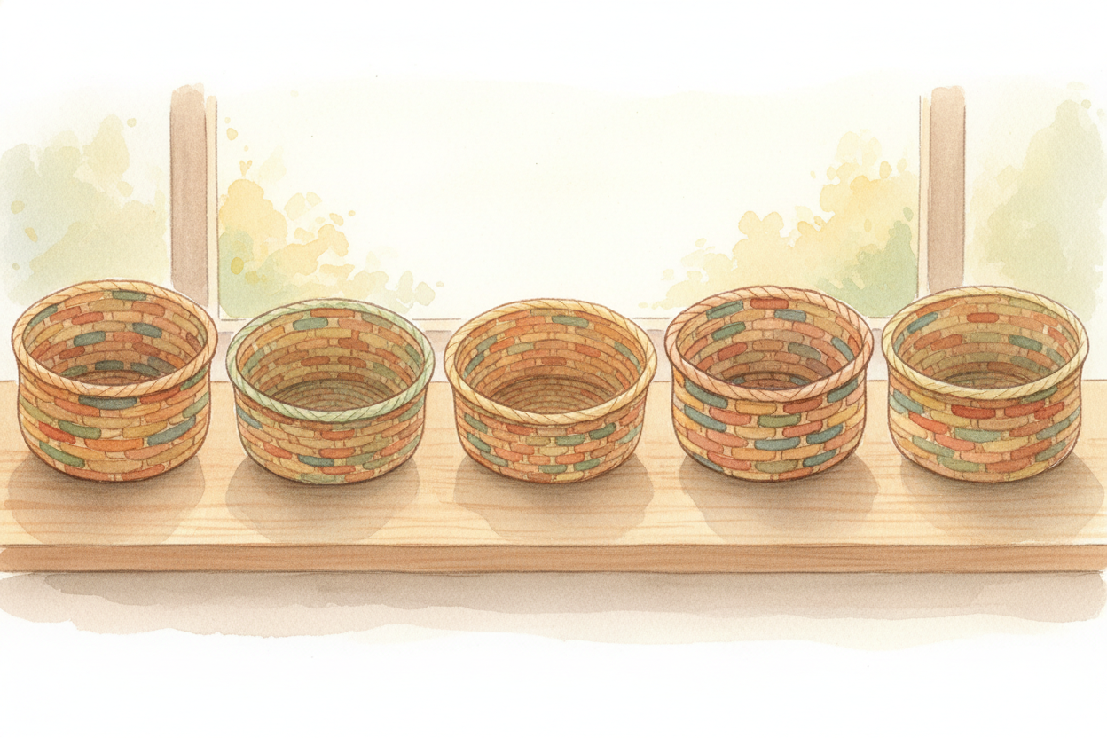 So let's read "five times zero" the same way. It means ~~five groups~~, and **each group holds... zero**. Five baskets, 