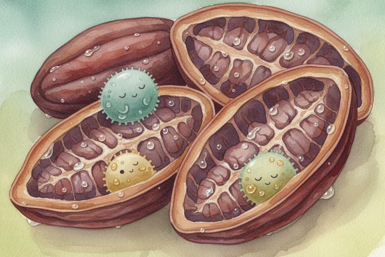 The acids from the microbes seep into the seed and **unlock even more flavor-building reactions**. _Think of it like mar