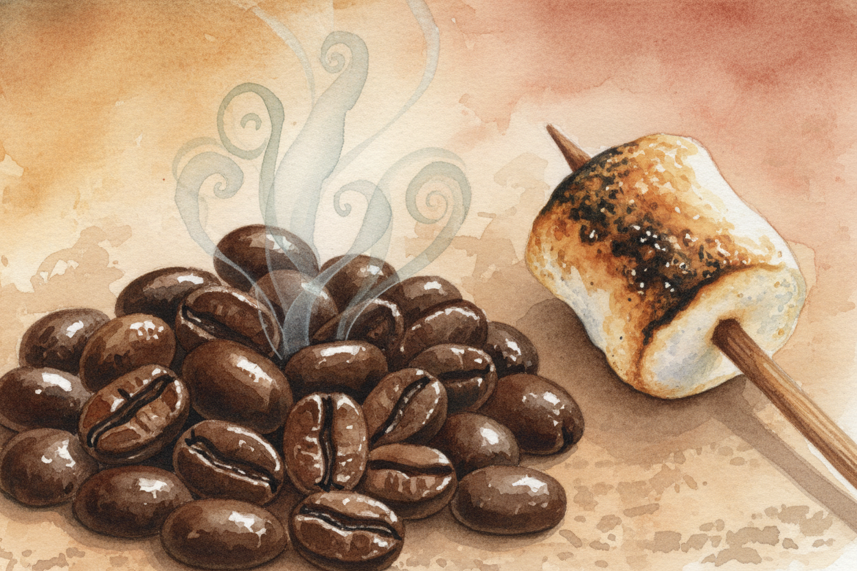 Push past medium and the beans ~~crack a second time~~. *Oils rise to the surface*, making them shiny. Now the roast its