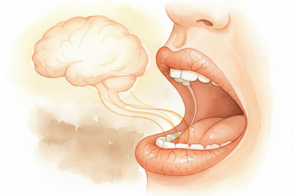 When you're thirsty, your mouth gets dry and a little warmer than usual. Your body has been sweating or breathing out mo