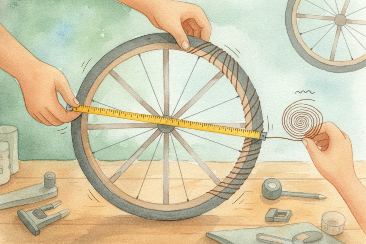 ~~Here's the mystery.~~ Take any circle. Measure the *distance straight across the middle* — that's the diameter. Now *w