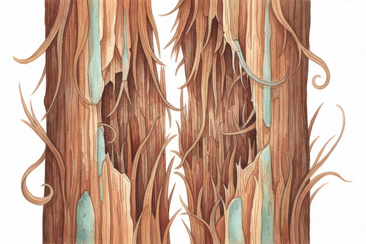 Compare that to wood. Wood has grain — long fibers running in one direction, ~~like bundles of straws glued together~~. 