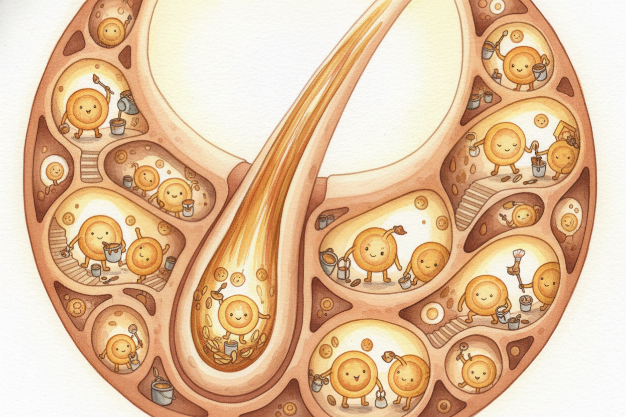 Look closely at your hair. Right now, tiny factories inside each strand are busy painting it your color — brown, black, 