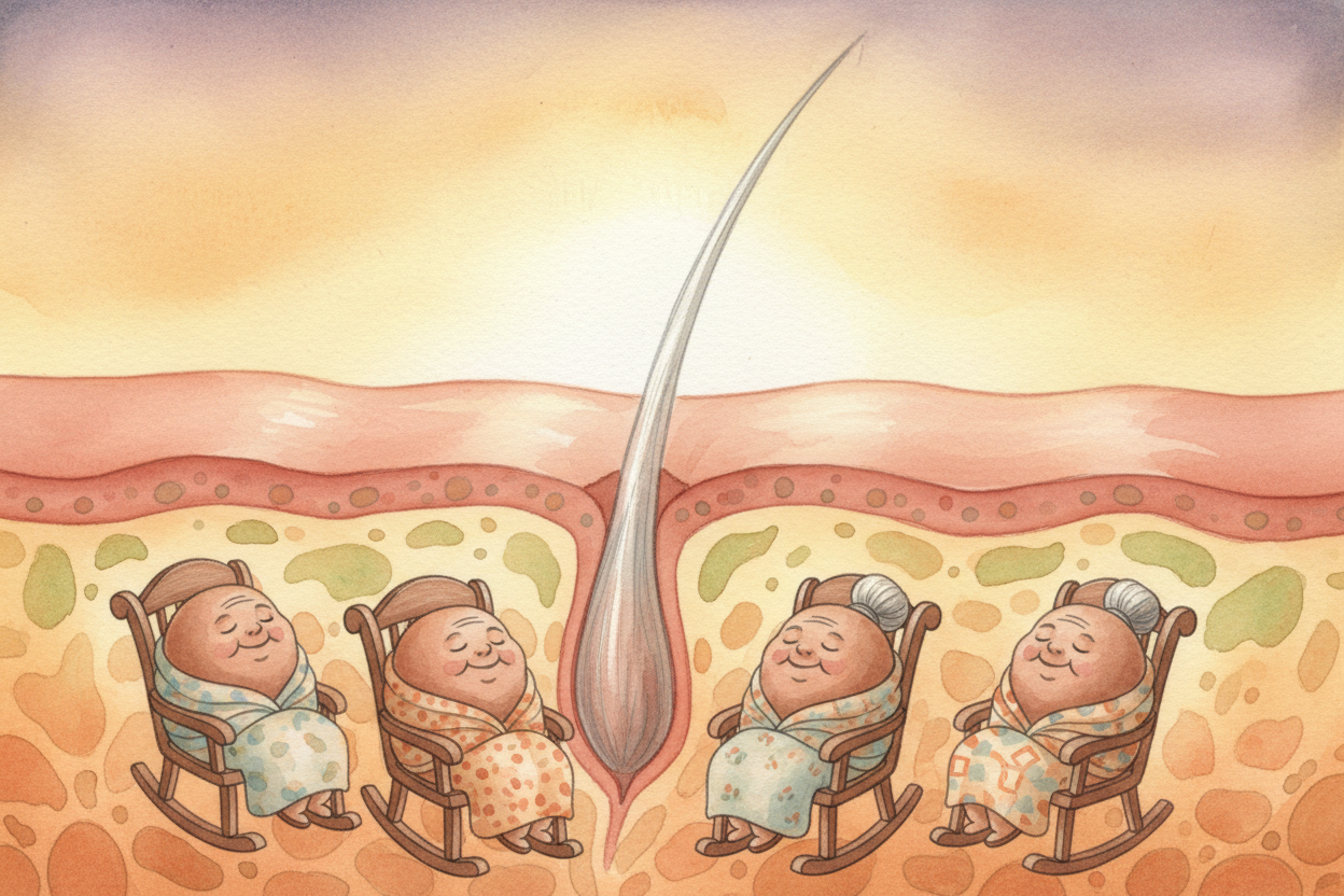 Gray hair isn't a mistake or a malfunction. It's just what happens when your ++melanocyte++ workers **retire after a lon