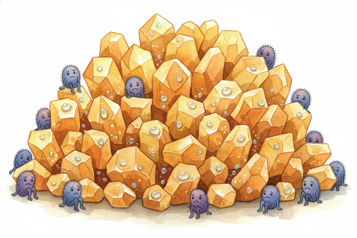 That extreme sugar concentration is honey's **first superpower**. Bacteria and mold need water to live and multiply. In 