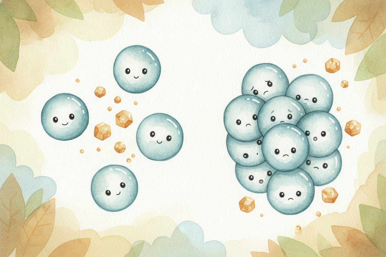 There's a **second helper**, too. The faster the particles move, the more they spread out, *leaving little gaps between 