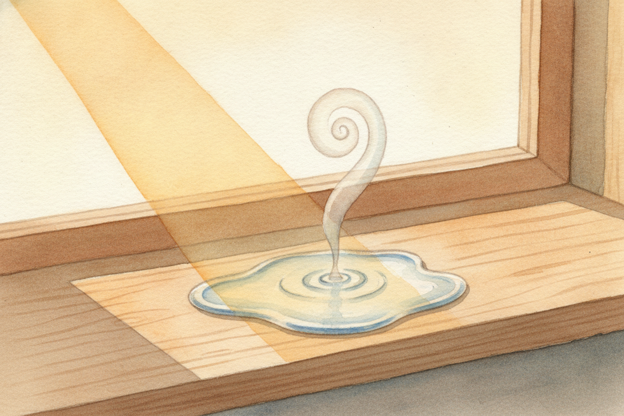 ~~And the music plays backward too.~~ Let **steam cool and the dancers slow into water**; chill the water and they lock 