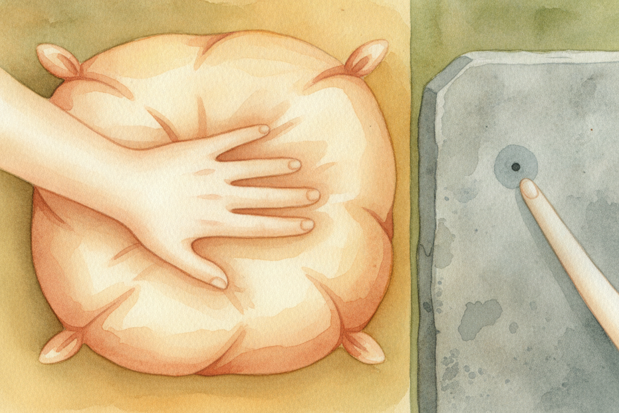 There's a **sneaky second part**, too. The mattress spreads the push across your whole back — a big, wide area sharing t