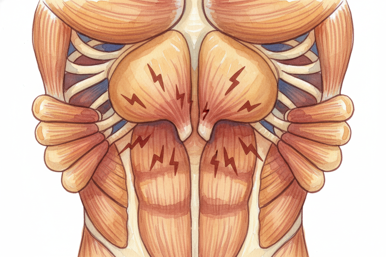 When any muscle works **that hard that fast**, it *runs low on oxygen* and starts to cramp. That's the ache you feel. It