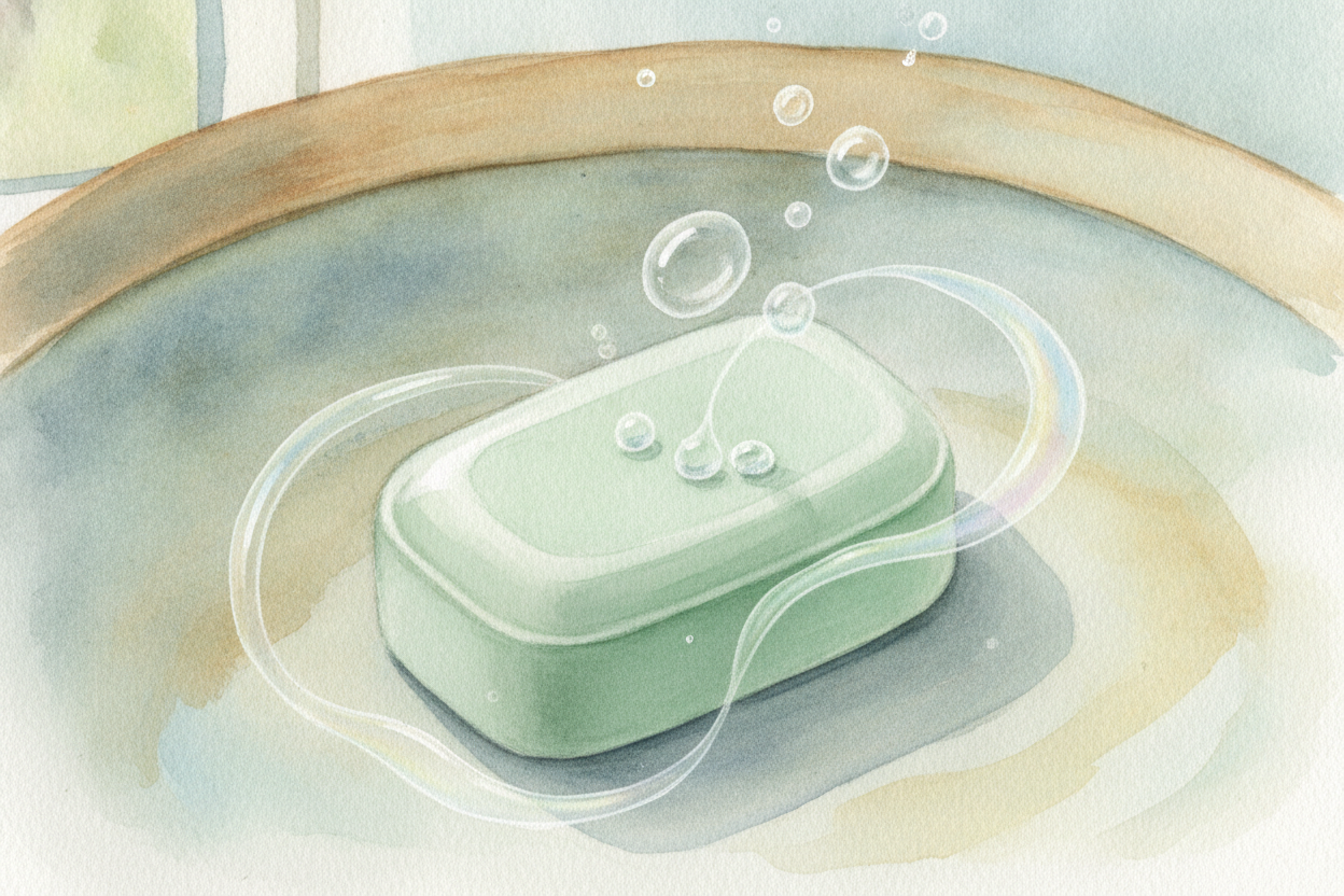 Soap lives at the opposite end of the seesaw. It's a base, the potato-snatcher. ~~But soap has a second trick that's eve
