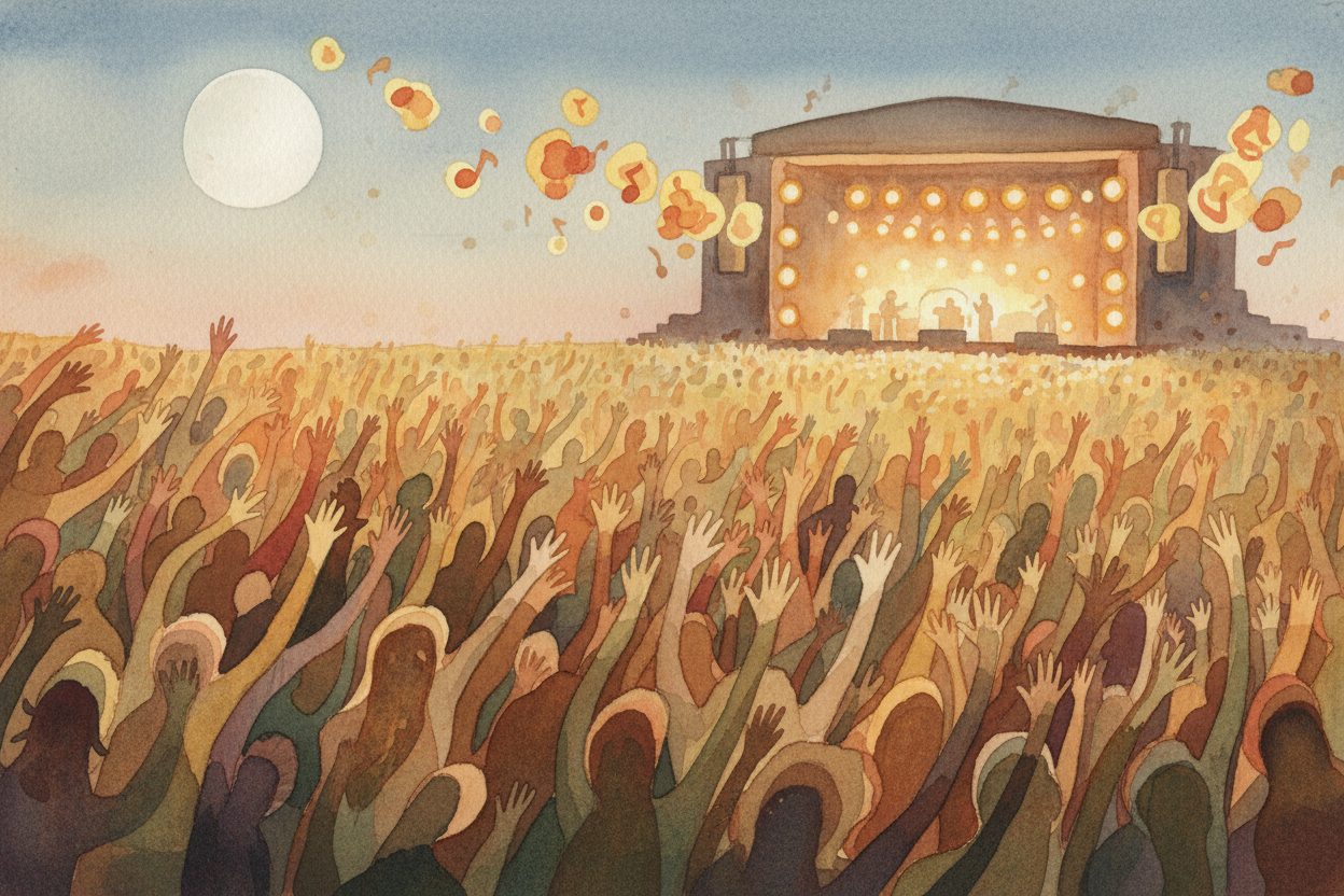 You're at a concert, and ~~something weird is happening~~. **A thousand strangers** are bobbing their heads to the same 