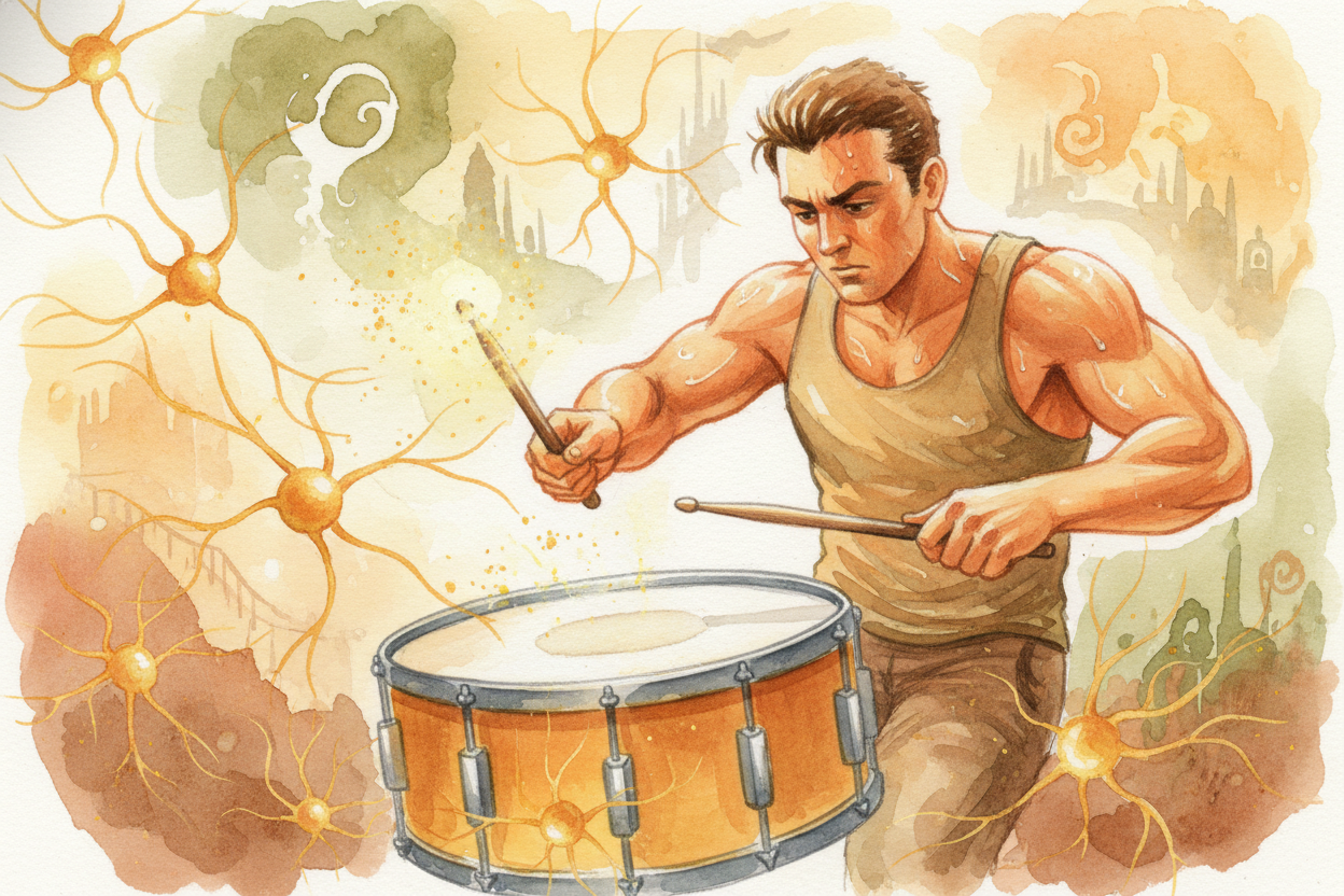 One road goes to your brain's timing center, a cluster of neurons that acts **like a metronome**. When it hears a steady