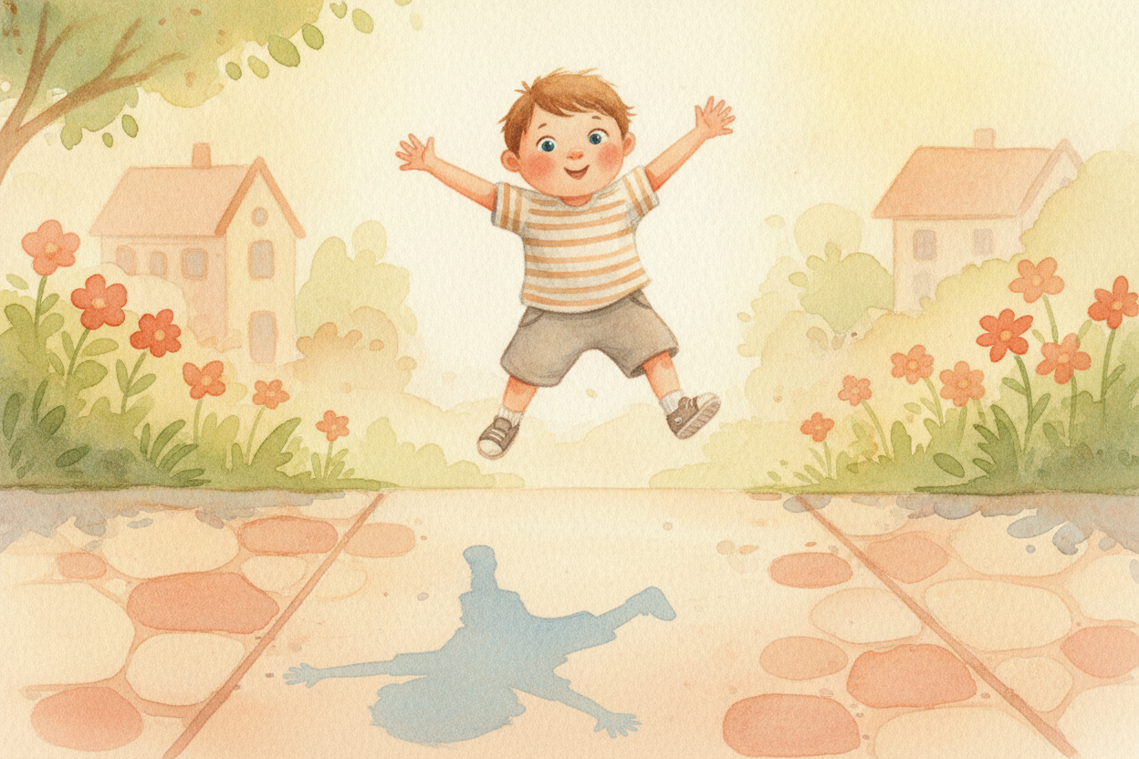 Everywhere you go, there's a quiet dark shape stuck to your feet. It copies your wave, your jump, your silliest dance. I